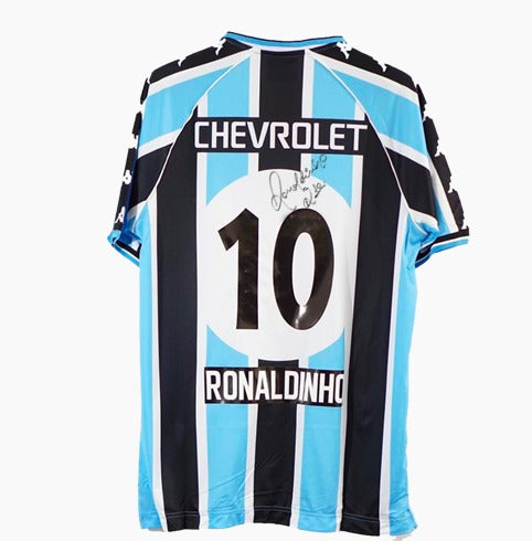 Camisa do Gremio autografada pelo Ronaldinho