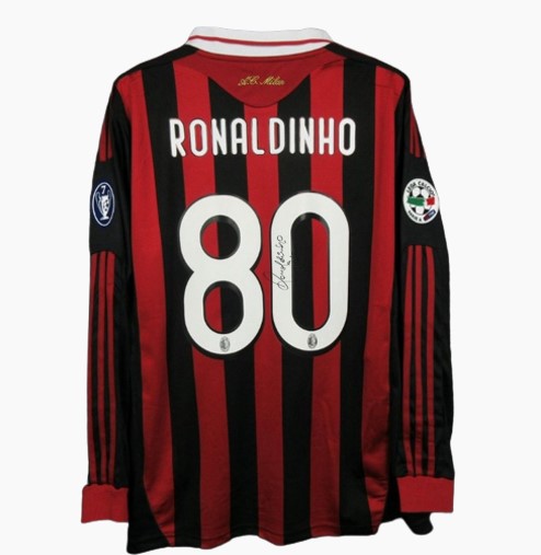 Camisa do Milan autografada pelo Ronaldinho
